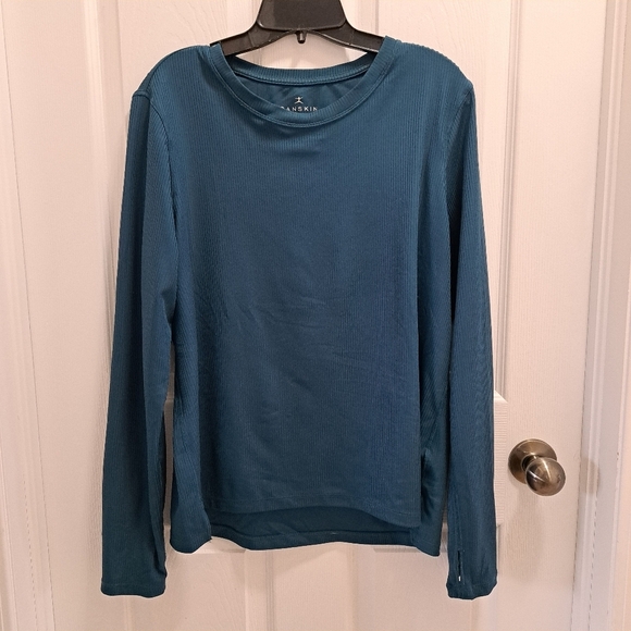 Danskin Active Top Ribbed Women's Large Blue Long Sleeved Crewneck Tee - Picture 16 of 16